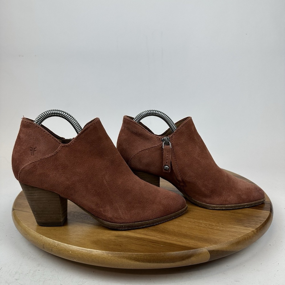 Womens‎ Frye Reed Shootie Burnt Orange Suede Western Heeled Ankle Boots Size 6.5